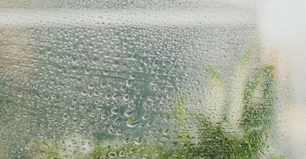 glass covered with water condensation